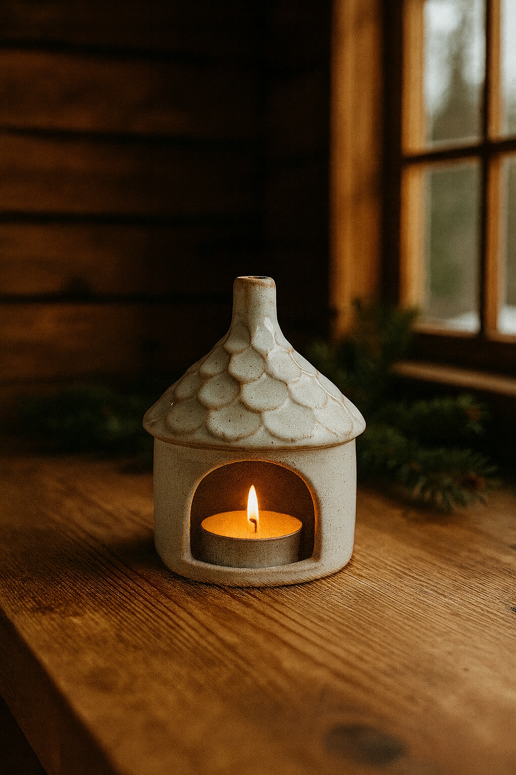 Scandinavian Mini Cabin | Ceramic Candle House