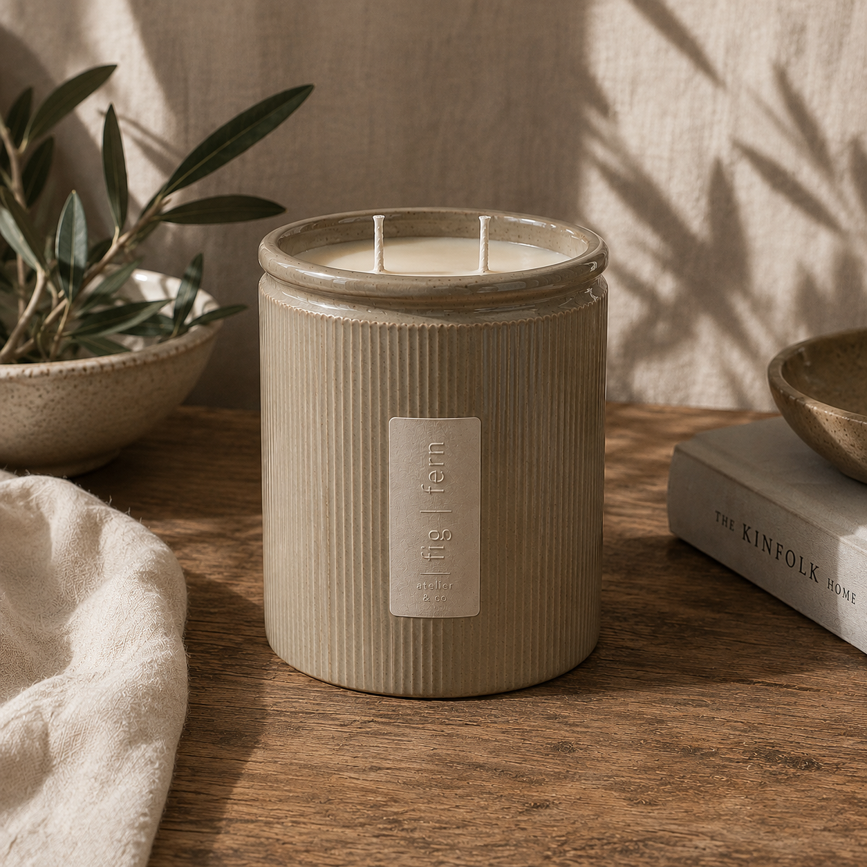 Found Objects | Vintage Victorian Stoneware Botanical Candle