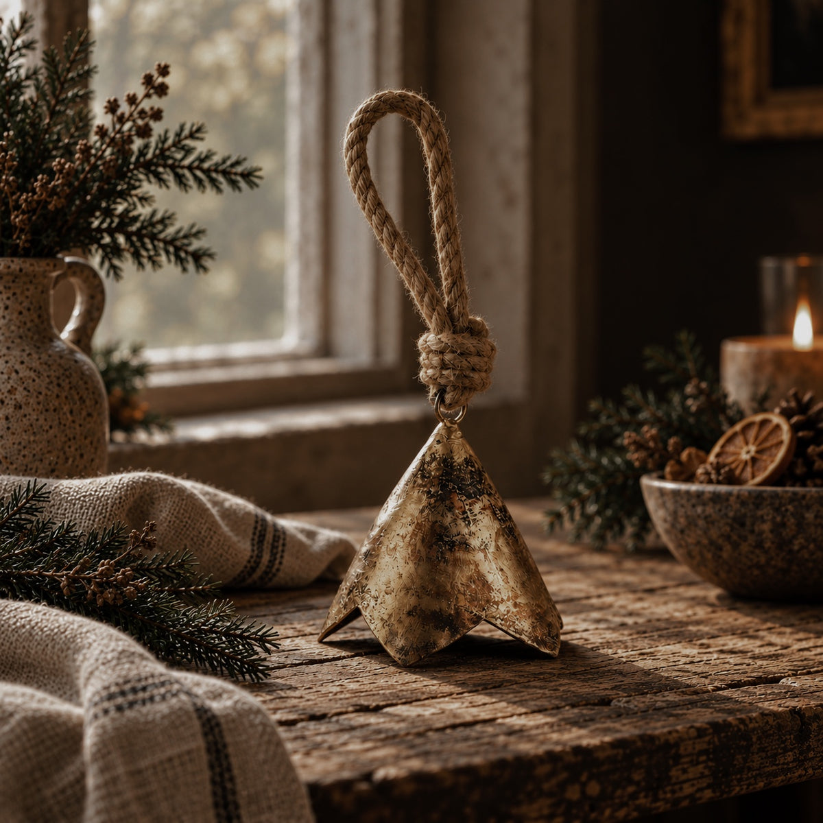 Yule | Antiqued Brass Cow Bell