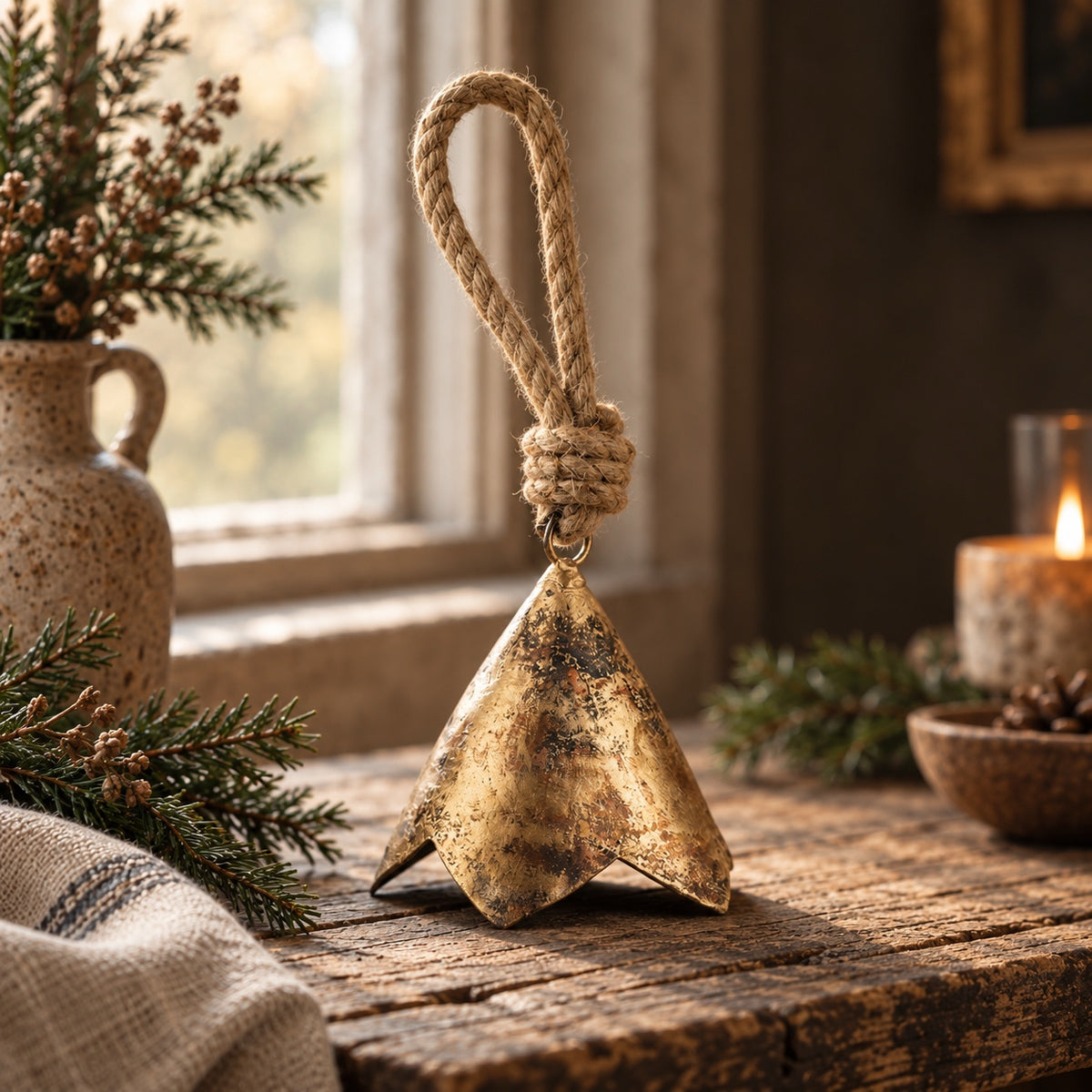 Yule | Antiqued Brass Cow Bell